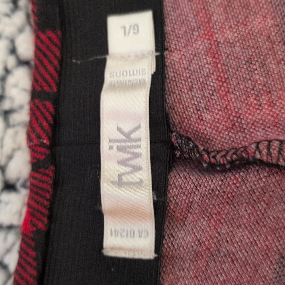 Twik | Women's Red Plaid Pants Stretch Polyester Blend - Picture 9 of 12